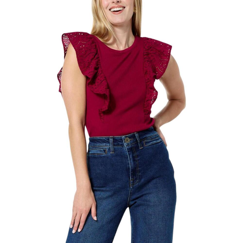 La Joie Eyelet Ruffle Tank Mulberry - Regular